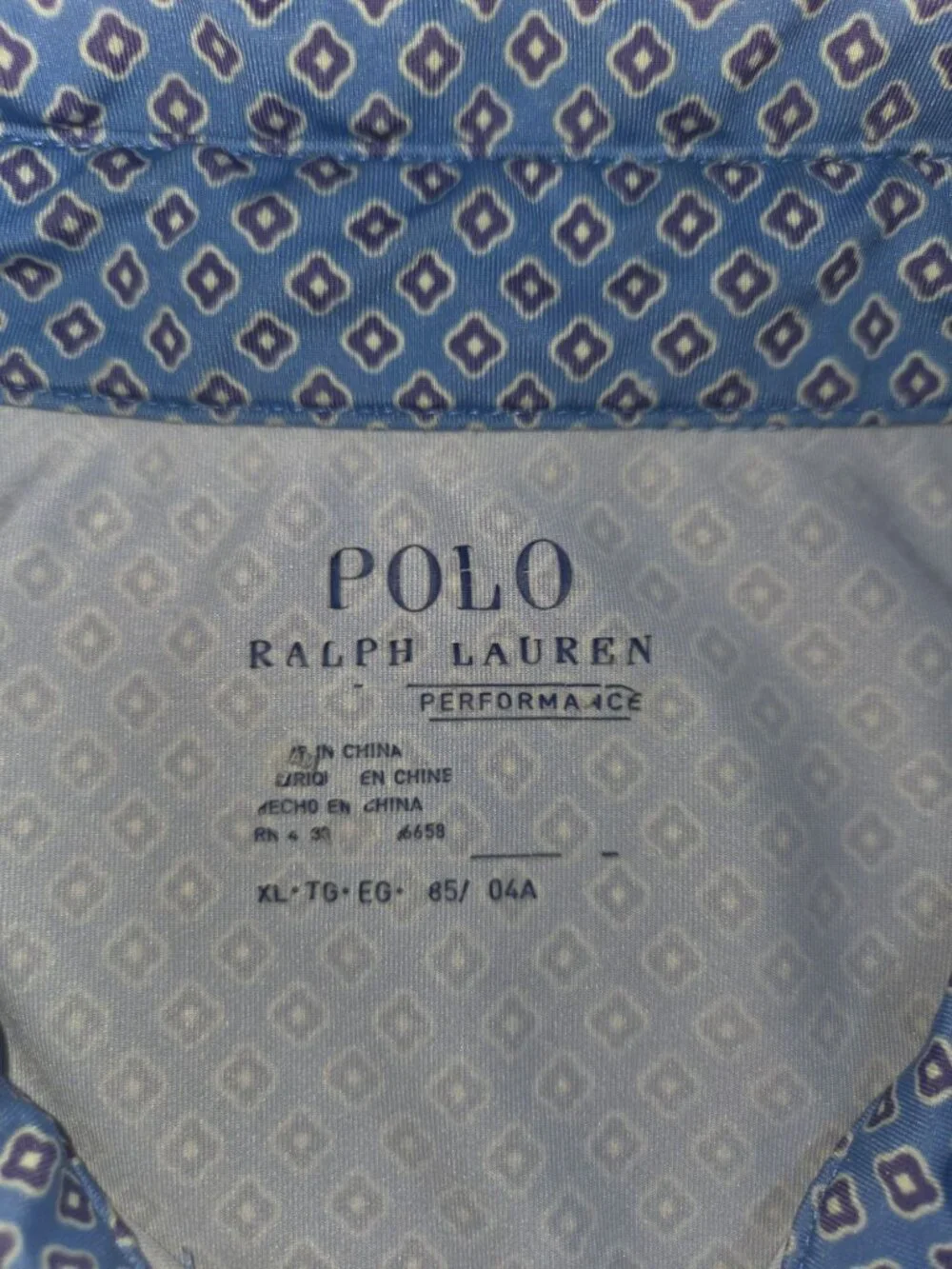 Polo Ralph Lauren Performance Blue Diamond Polo Size XL